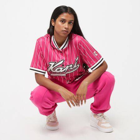 kampioen zuurgraad Doe mee Karl Kani Varsity Pinstripe Baseball Shirt pink Sportshirts bestellen bij  SNIPES