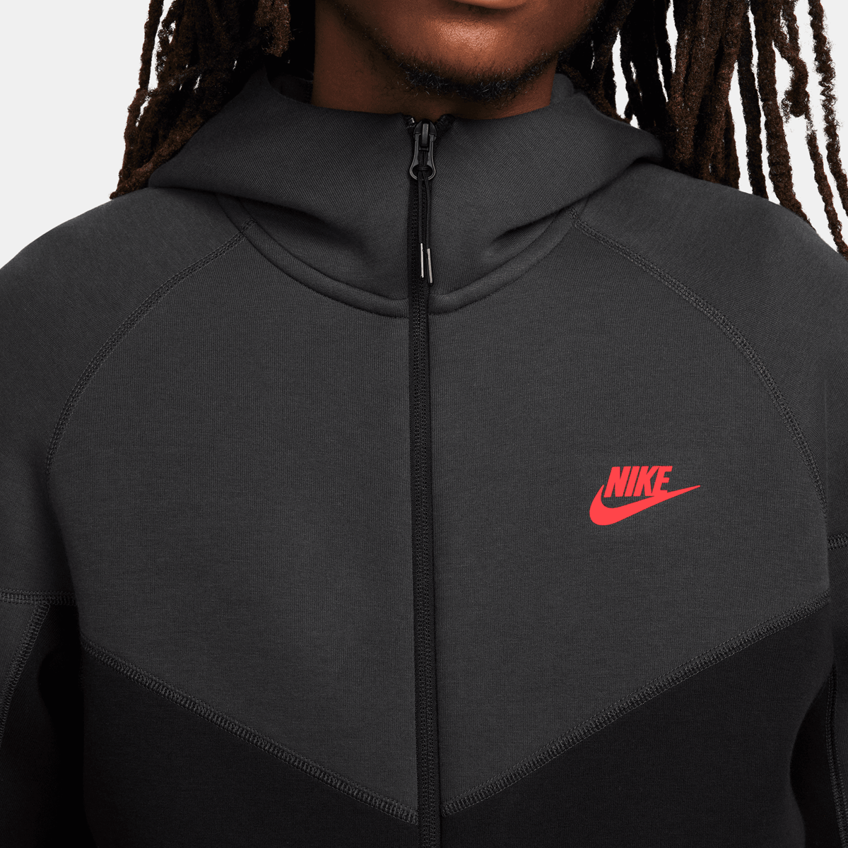 Nike Tech Fleece Windrunner Hoodie Trainingsjassen Heren black dk smoke grey lt crimson maat: S beschikbare maaten:S M L XL