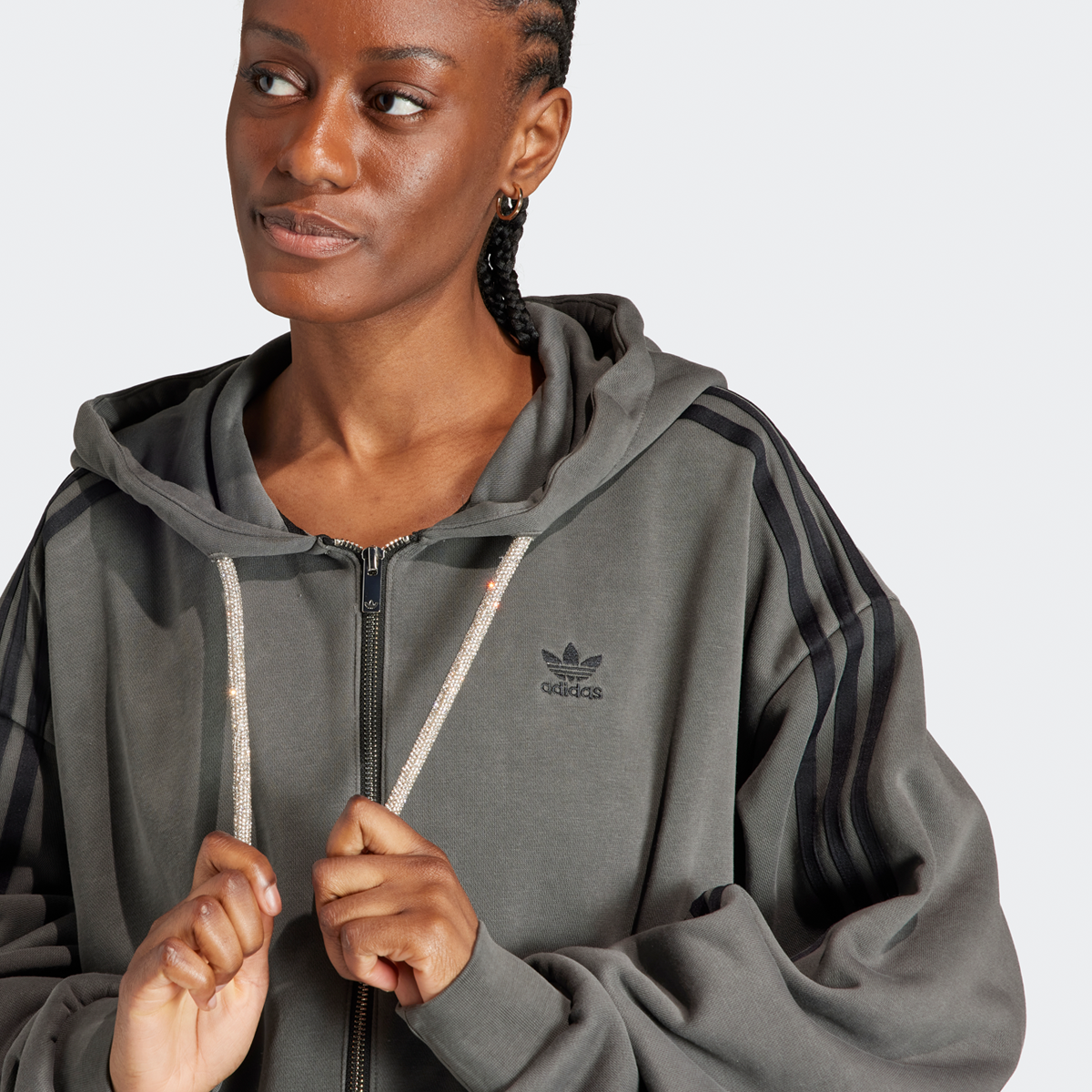 adidas Originals Adilenium Oversized Full-zip Hoodie Rits hoodies Dames black maat: XS beschikbare maaten:XS S M L