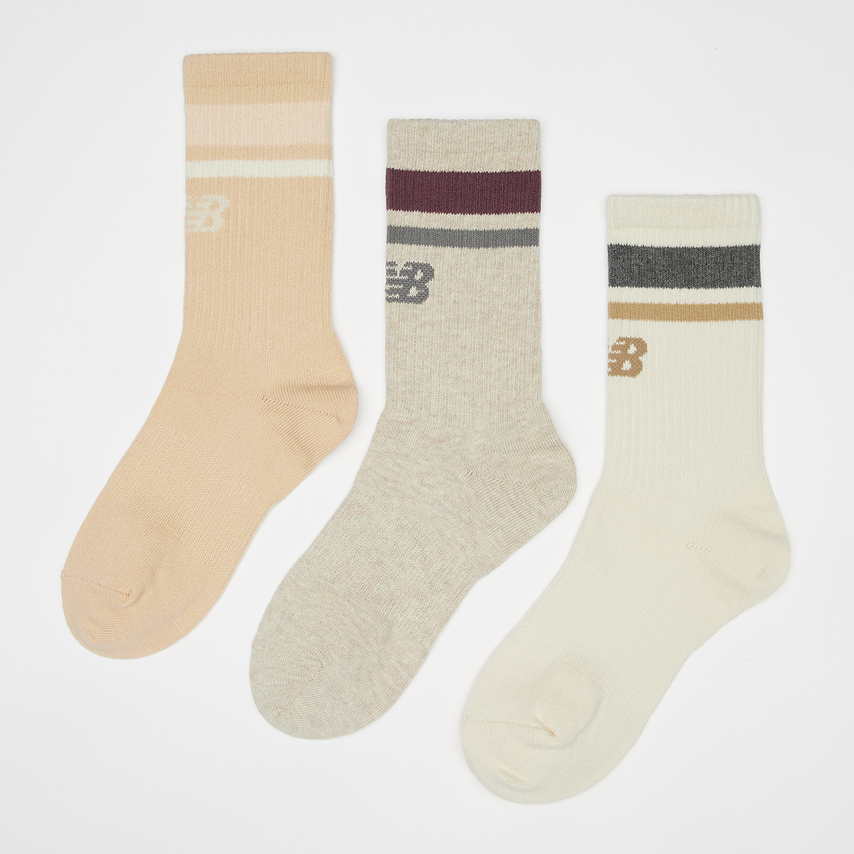 New Balance Sport Essentials Stripe Midcalf Socks (3 Pack) Lang Dames beige maat: 35-38 beschikbare maaten:35-38