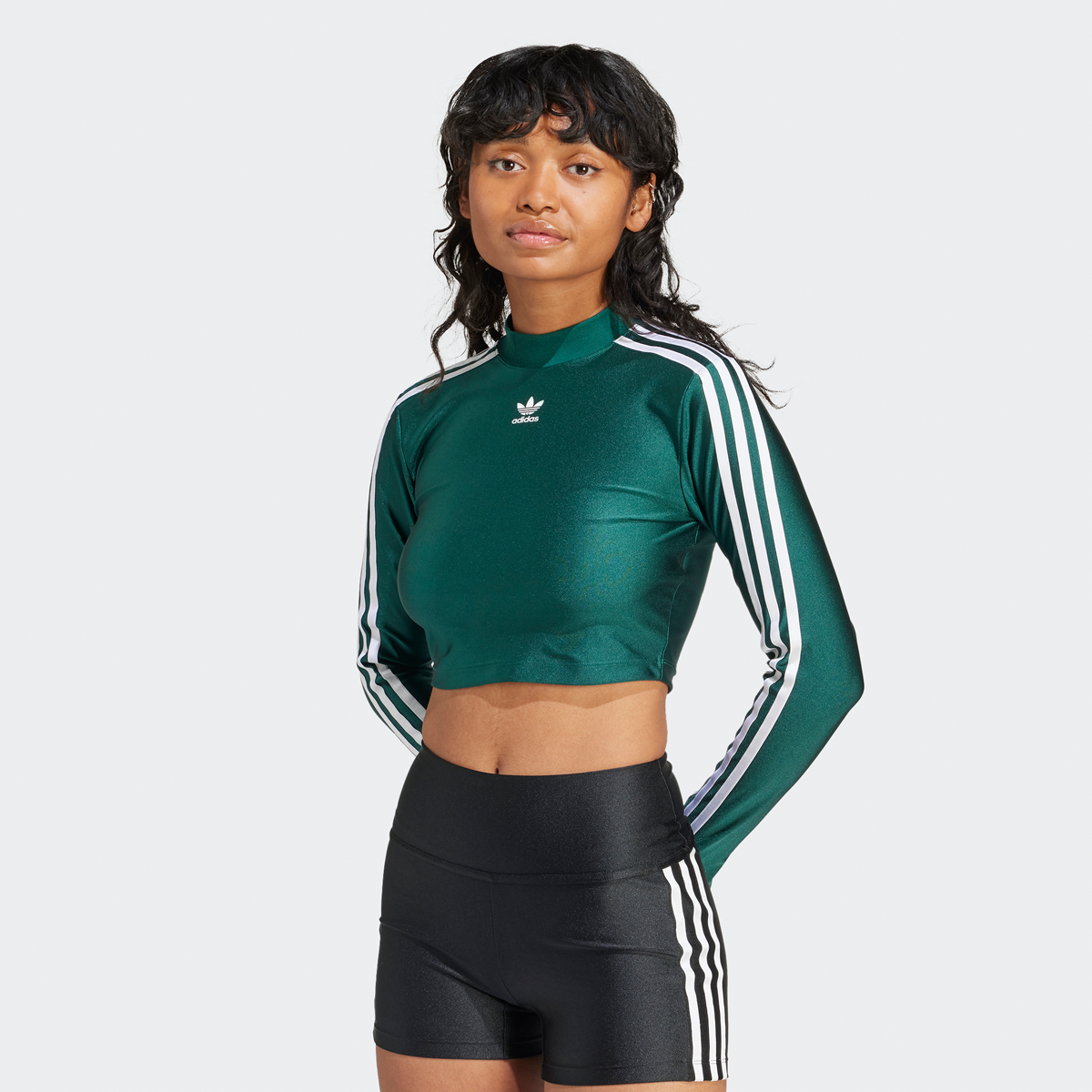 Adidas Originals Adicolor 3-stripes Crop Longsleeve Longsleeves collegiate green maat: S beschikbare maaten:XS S M L