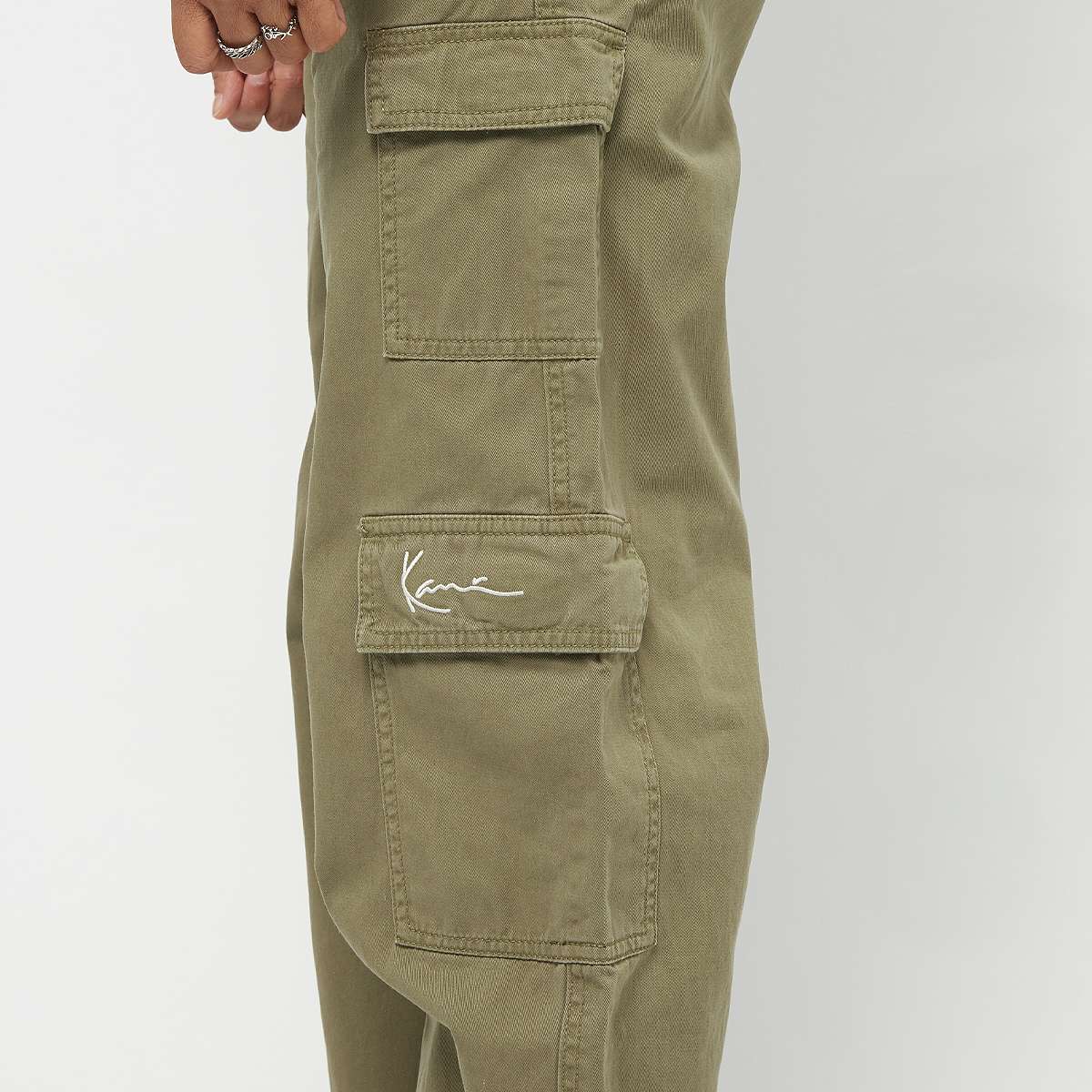 Karl Kani Small Signature Washed Cargo Pants Cargobroeken Dames olive maat: XS beschikbare maaten:XS S M L