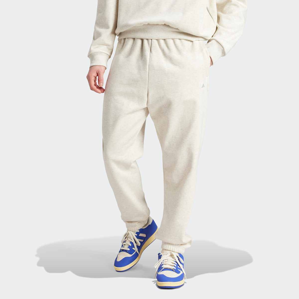 adidas Originals Basketball Fleece Jogging Broek Trainingsbroeken Heren cream white mel. maat: S beschikbare maaten:S M L XL