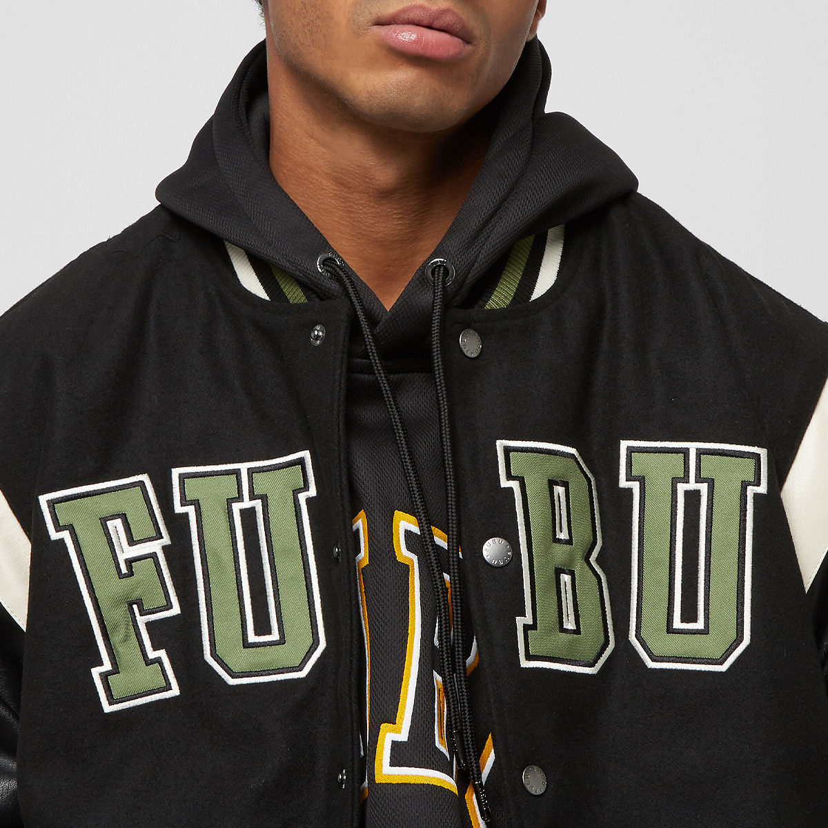 Fubu College Varsity Jacket Tussenseizoensjassen Heren black olive offwhite maat: S beschikbare maaten:S