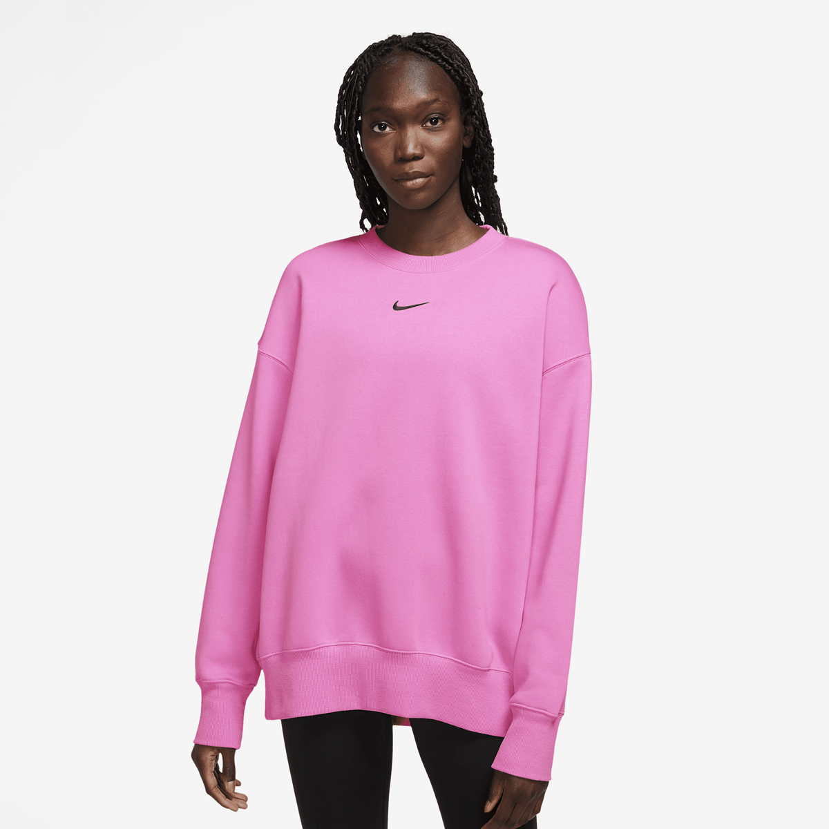 Nike Sportswear Phoenix Fleece Oversized Crewneck Sweatshirt Sweatshirts Dames playful pink black maat: L beschikbare maaten:XS S M L XL