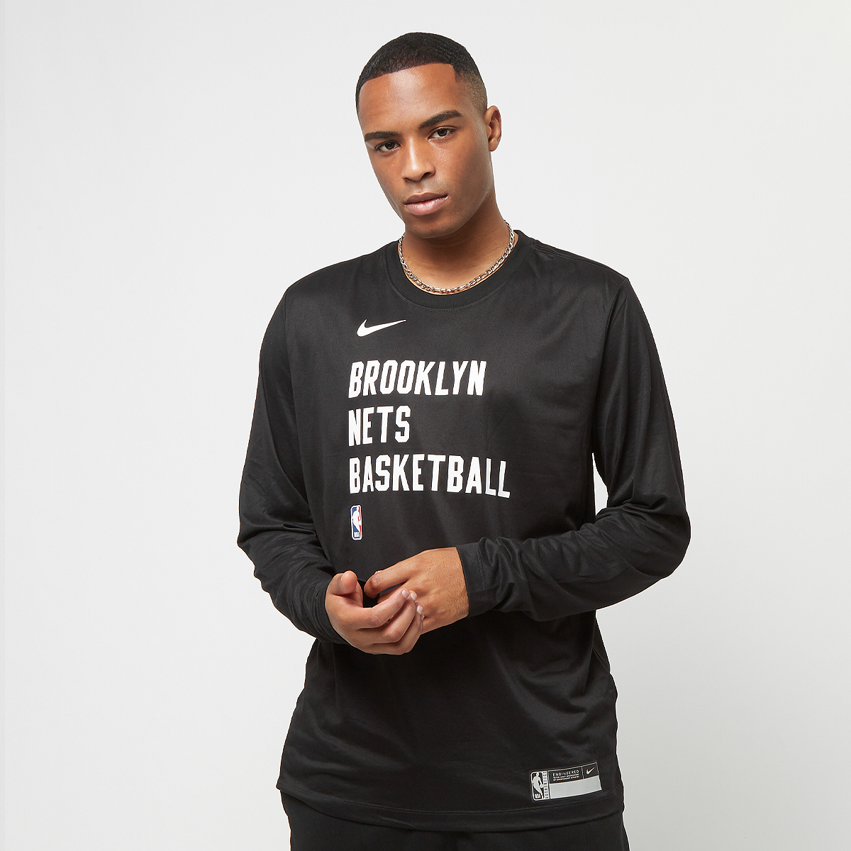 Nike Nba Brooklyn Nets Dri-fit Essential Print Longsleeve Tee Longsleeves Heren Black maat: XXL beschikbare maaten:S M L XL XXL