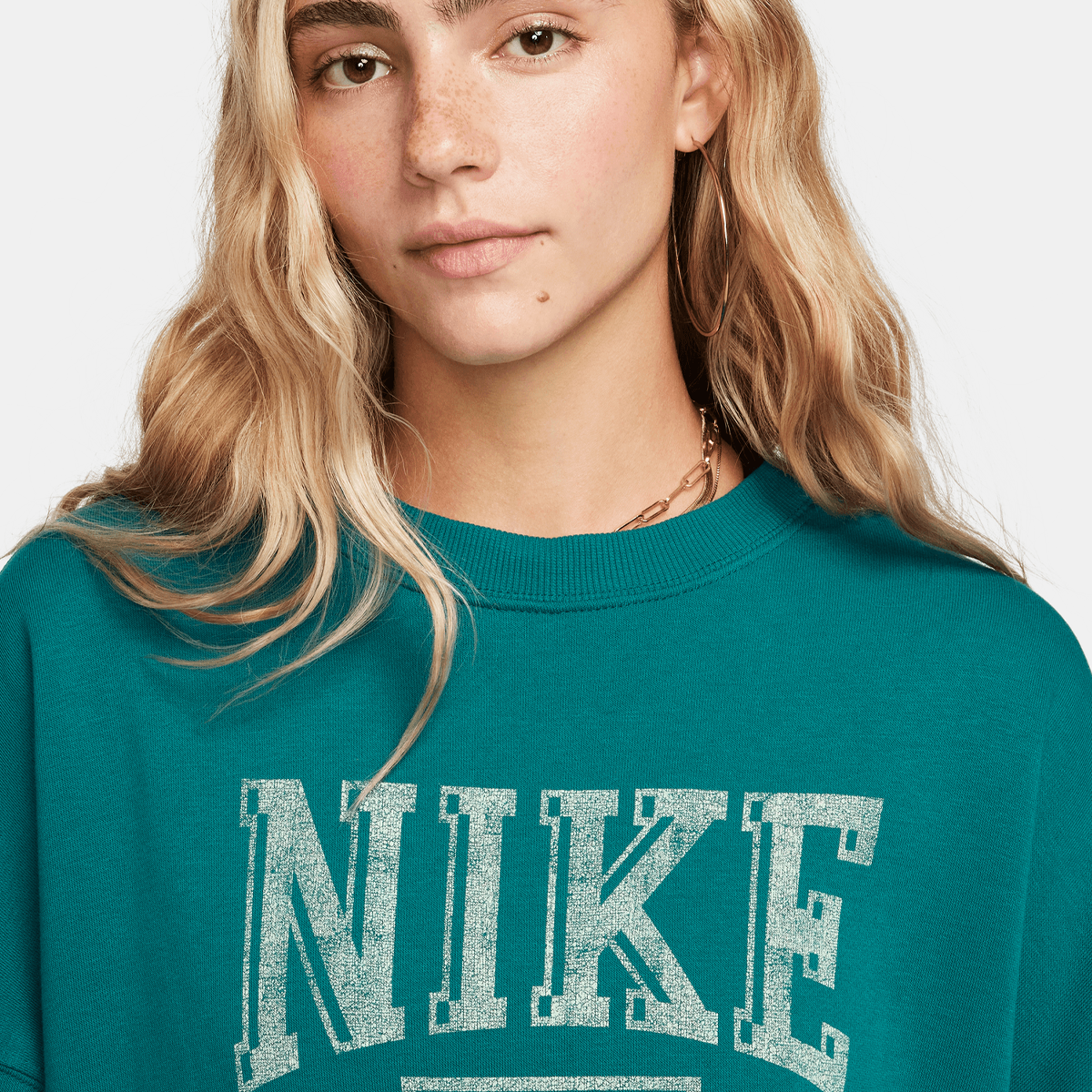 Nike Sportswear Fleece Oversize Crew Varsity Sweatshirts Dames geode teal maat: XS beschikbare maaten:XS S M L XL
