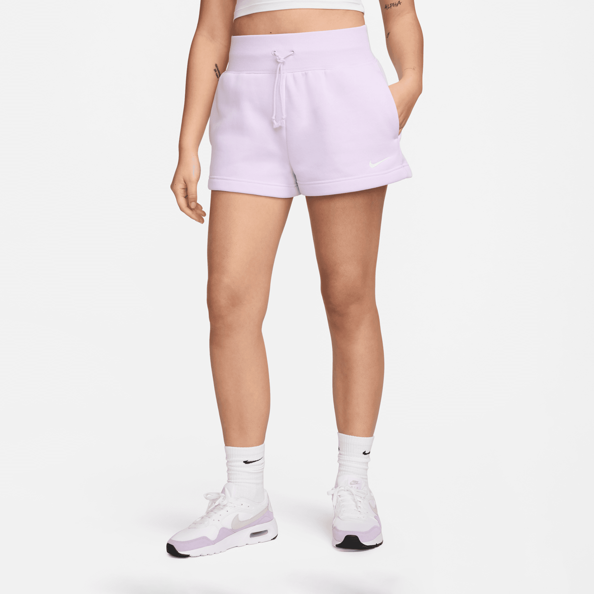 Nike Sportswear Phoenix Fleece High Rise Short Sportshorts Dames violet mist sail maat: XS beschikbare maaten:XS S M L XL