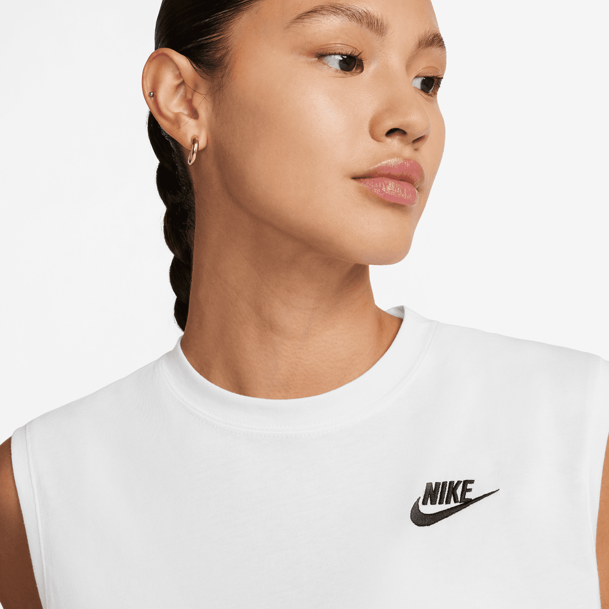 Nike Sportswear Club Crop Sleeve T-shirts Dames white black maat: XS beschikbare maaten:XS S M L XL