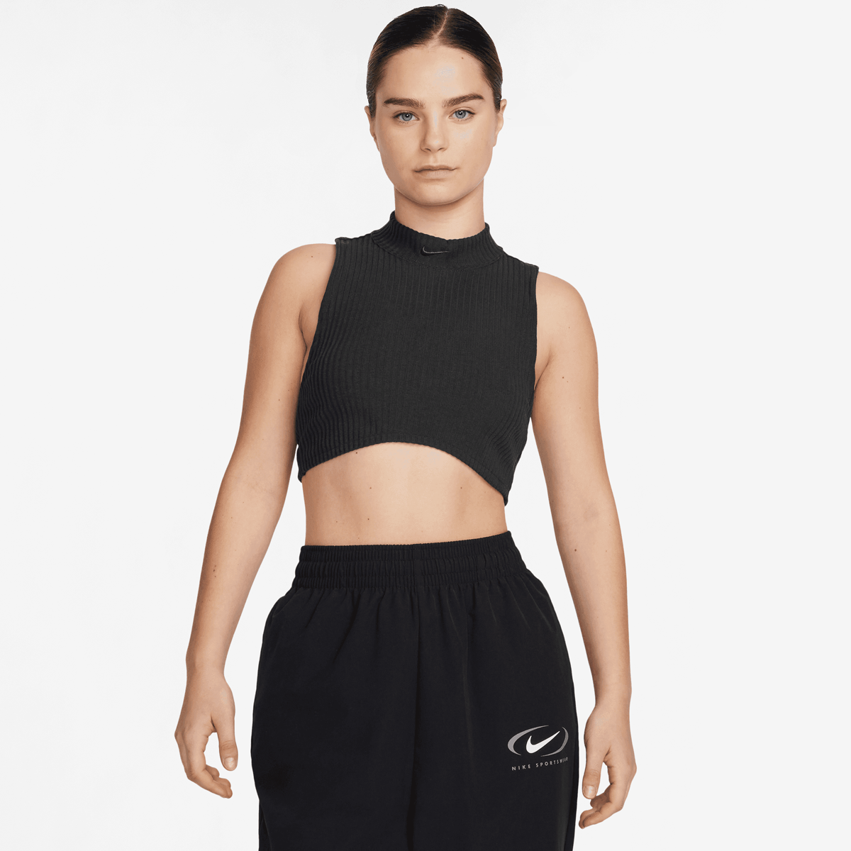 Nike Sportswear Chill Knit Rib Crop Tanktop Tops Dames black black maat: XS beschikbare maaten:XS S M L