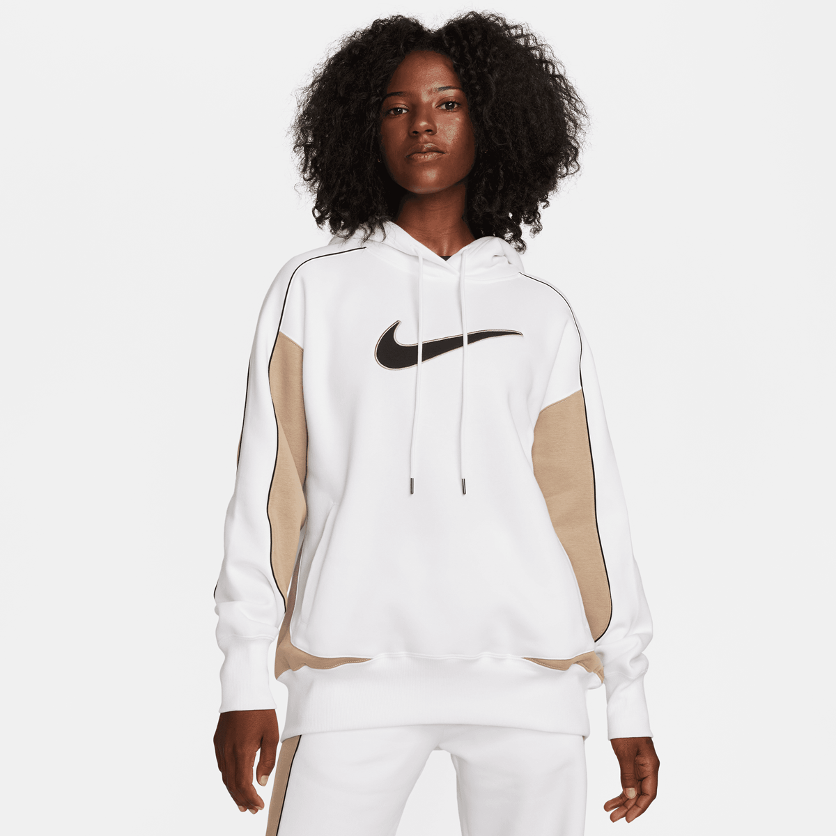 Nike Sportswear Oversize-fleece-hoodie Hoodies Dames white khaki black maat: L beschikbare maaten:XS S M L