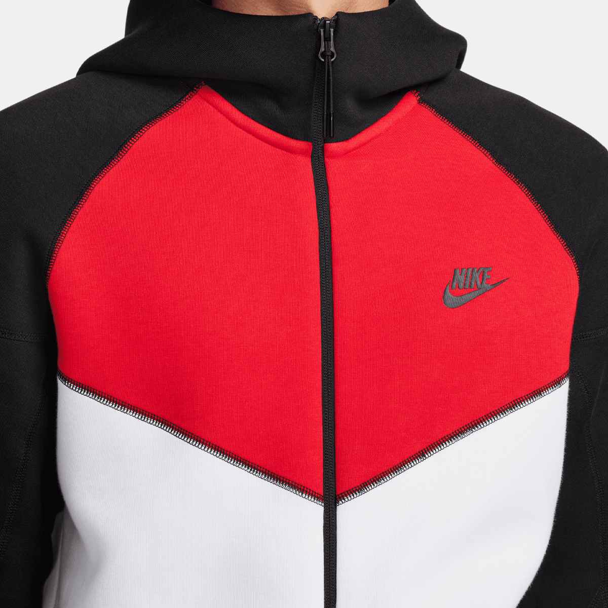 Nike Tech Fleece Windrunner Hoodie Trainingsjassen Heren white red black maat: S beschikbare maaten:S M L