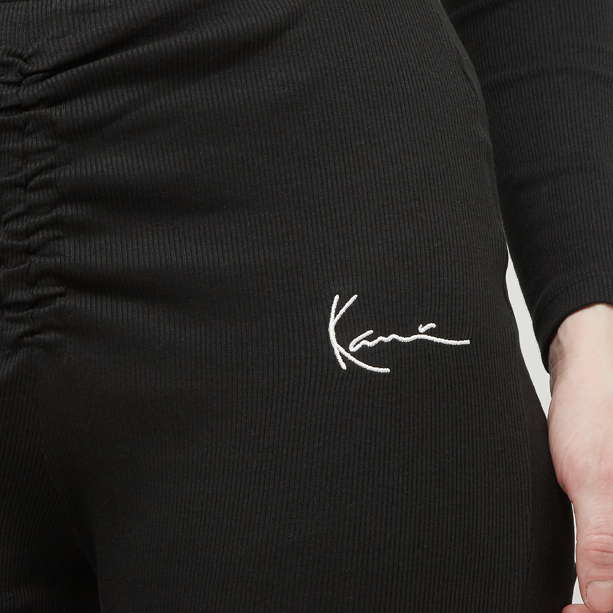 Karl Kani Small Signature Rib Gathering Flared Leggings Dames black maat: XS beschikbare maaten:XS S M L