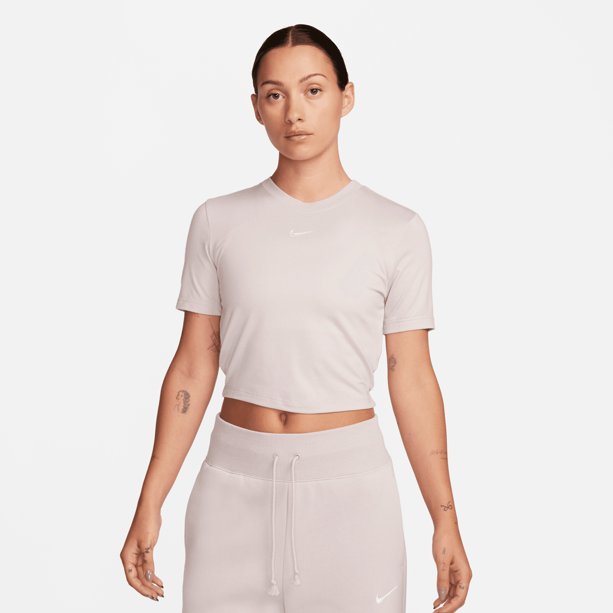 Nike Sportswear Essentials Slim Crop T-shirts Dames platinum violet white maat: XS beschikbare maaten:XS S M L XL