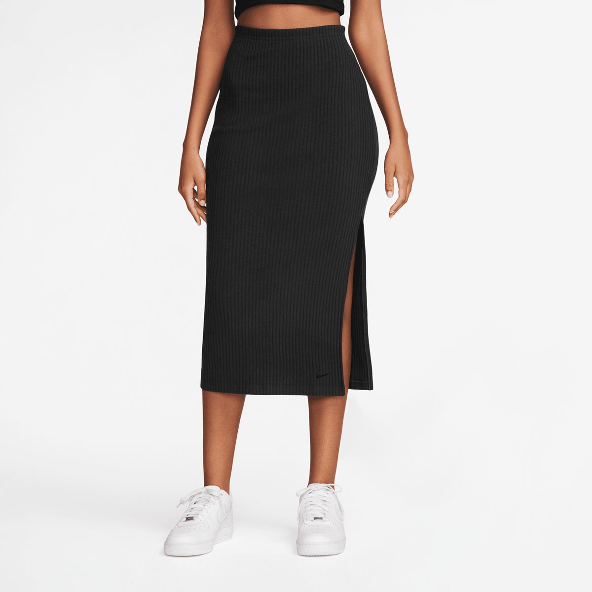 Nike Sportswear Chill Knit Rib Mid Cut Skirt Rokken Dames black black maat: XS beschikbare maaten:XS S M L