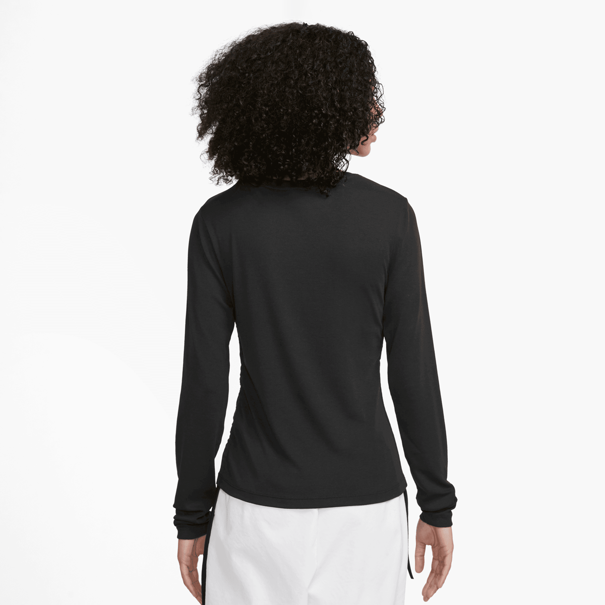 Nike Sportswear Essential Rib Long Sleeve Mod Crop Top Longsleeves Dames black sail maat: XS beschikbare maaten:XS M