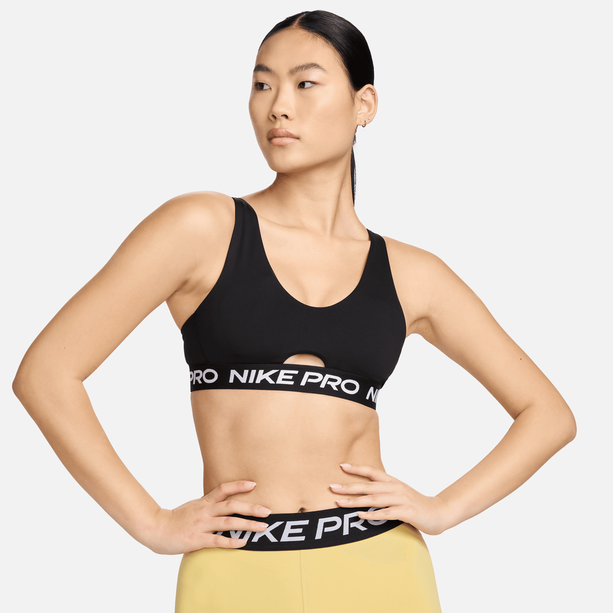 Nike Pro Indy Plunge Medium-support Padded Sports Bra Beha's Dames black white maat: XS beschikbare maaten:XS S M L