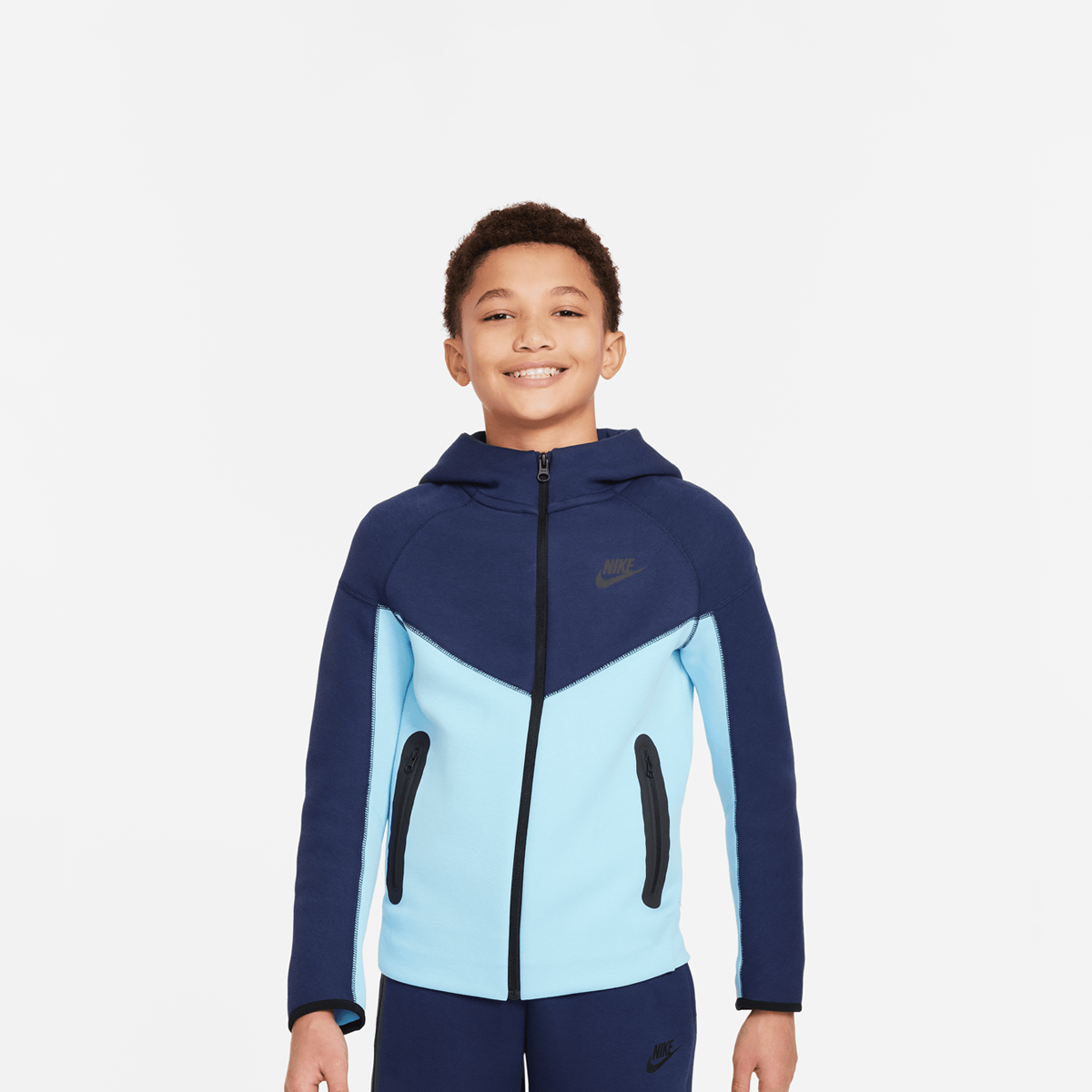Nike Sportswear Tech Fleece Full-zip Hoodie Hooded vesten Kids midnight navy aquarius blue black maat: 137 beschikbare maaten:137 147 152 170