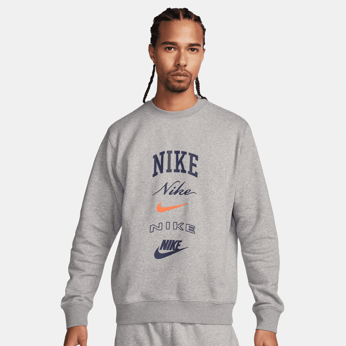 Nike Club Basketball Crew Stack Gx Sweatshirts Heren dk grey heather safety orange maat: S beschikbare maaten:S M L XL