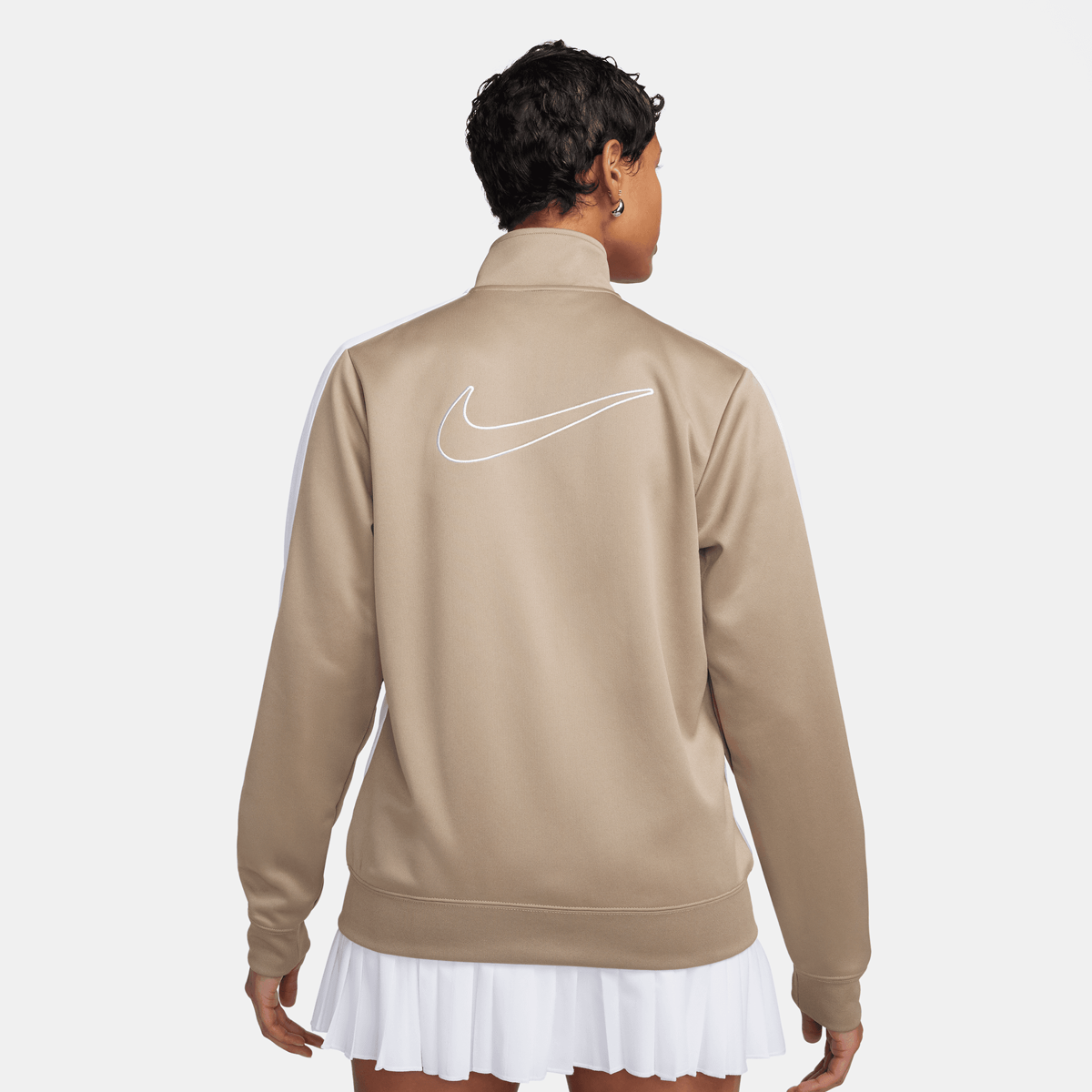 Nike Sportswear Poly-knit Jacket Swoosh Rits hoodies Dames khaki white maat: XS beschikbare maaten:XS S M L