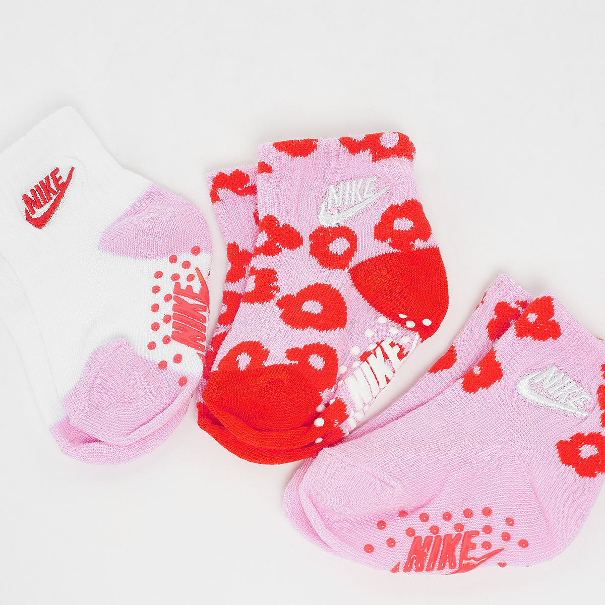 Nike 3pk Girls Gripper Sock Middellang Kids pink maat: 6m-12m beschikbare maaten:6m-12m