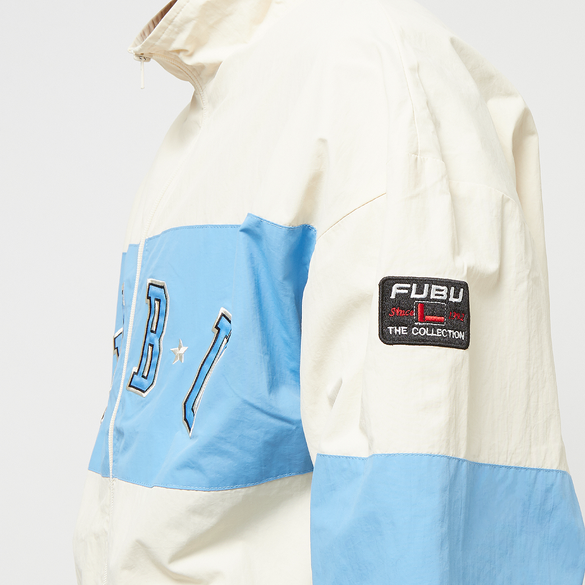 Fubu College Block Track Jacket Trainingsjassen Heren creme light blue maat: S beschikbare maaten:S M L XL