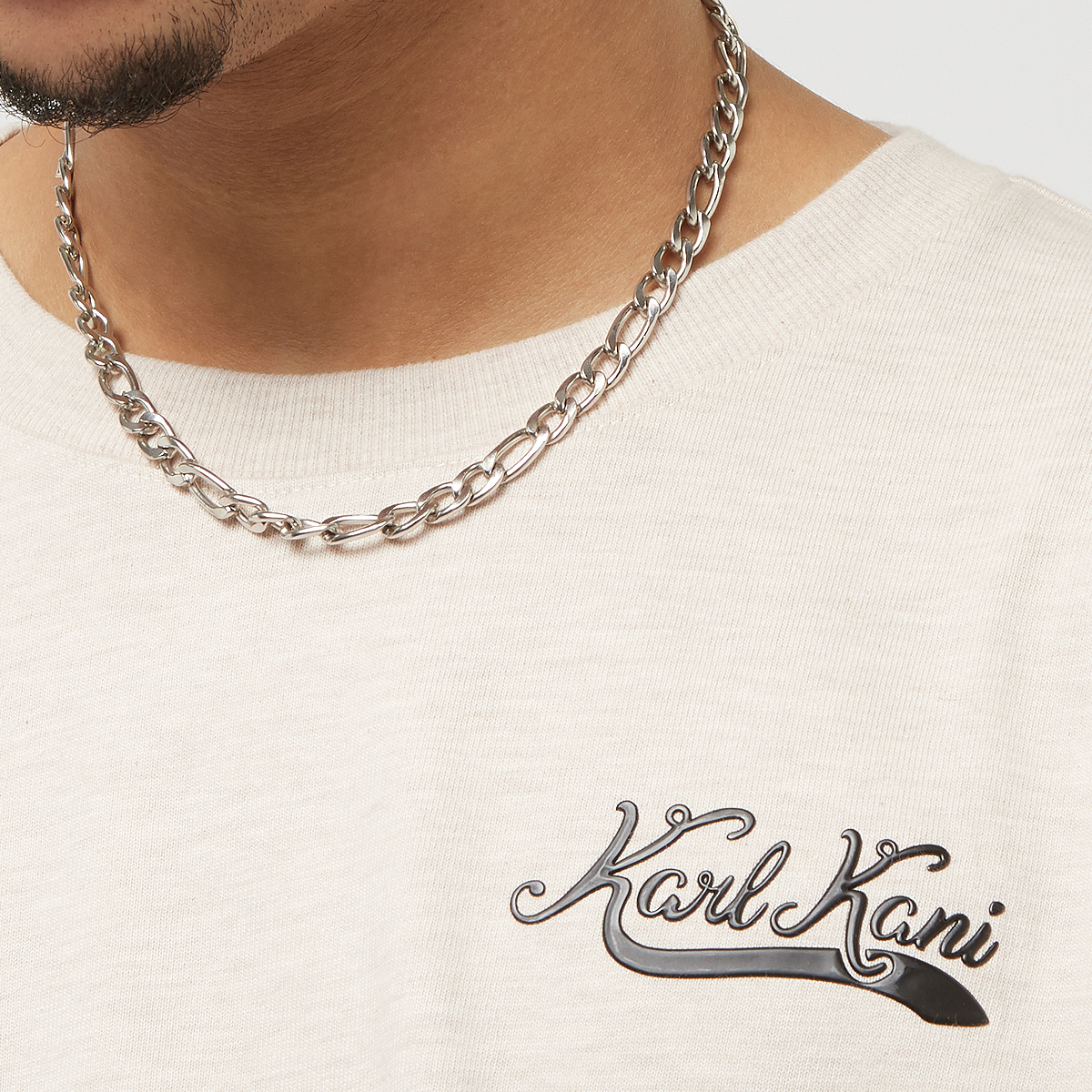 Karl Kani Woven Signature Heavy Jersey Boxy Diner Tee T-shirts Heren vanilla melange maat: S beschikbare maaten:S M L XL XS XXL