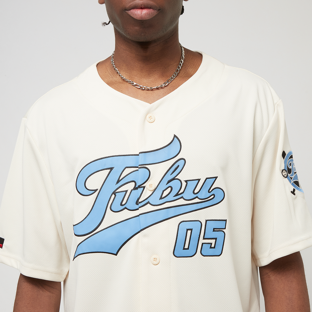 Fubu Varsity Baseball Jersey Sportshirts Heren creme blue black maat: S beschikbare maaten:S M L XL