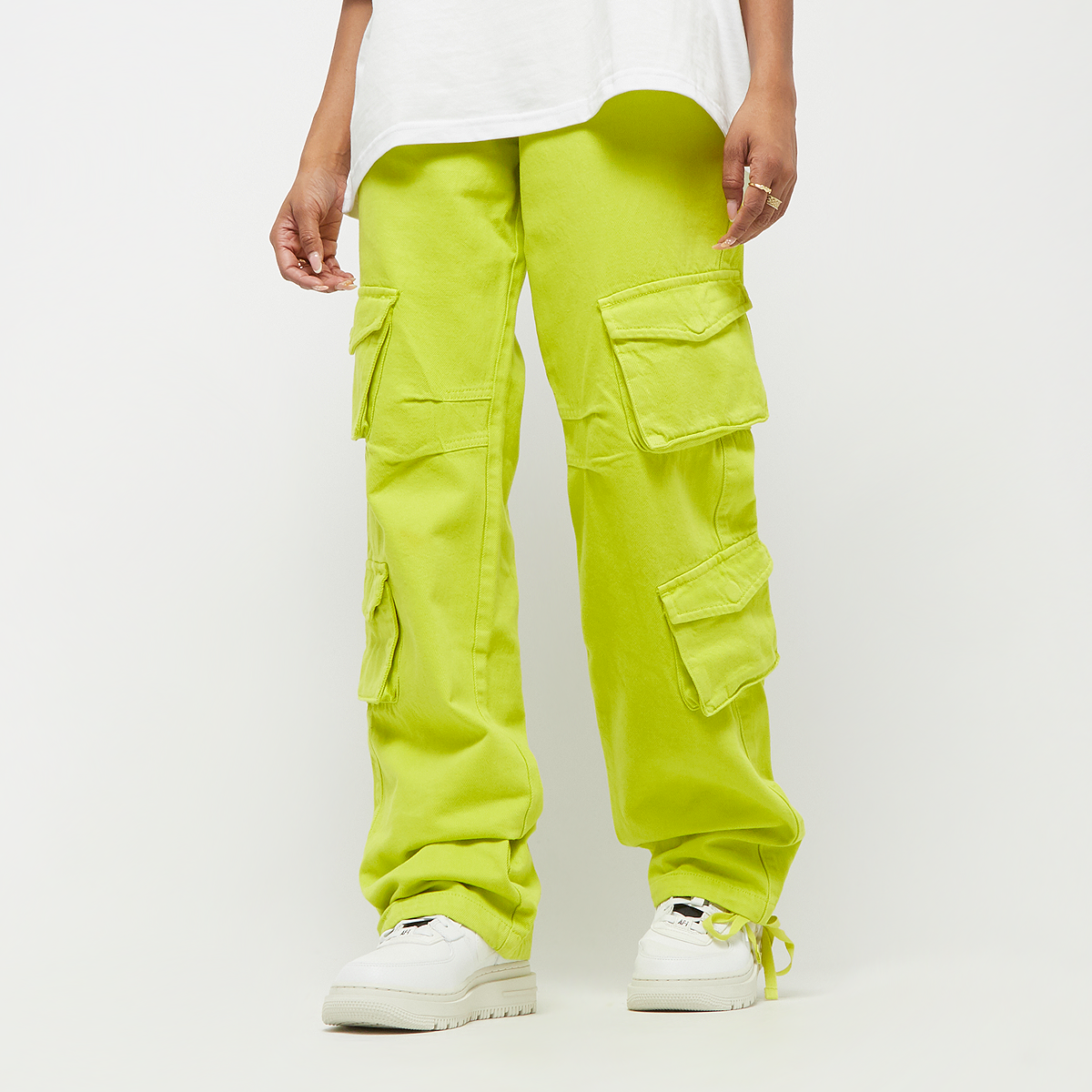 Pegador Maloy Cargo Wide Jeans Spijkerbroeken Dames washed lime yellow maat: 25 beschikbare maaten:25 26 27 28 29 30