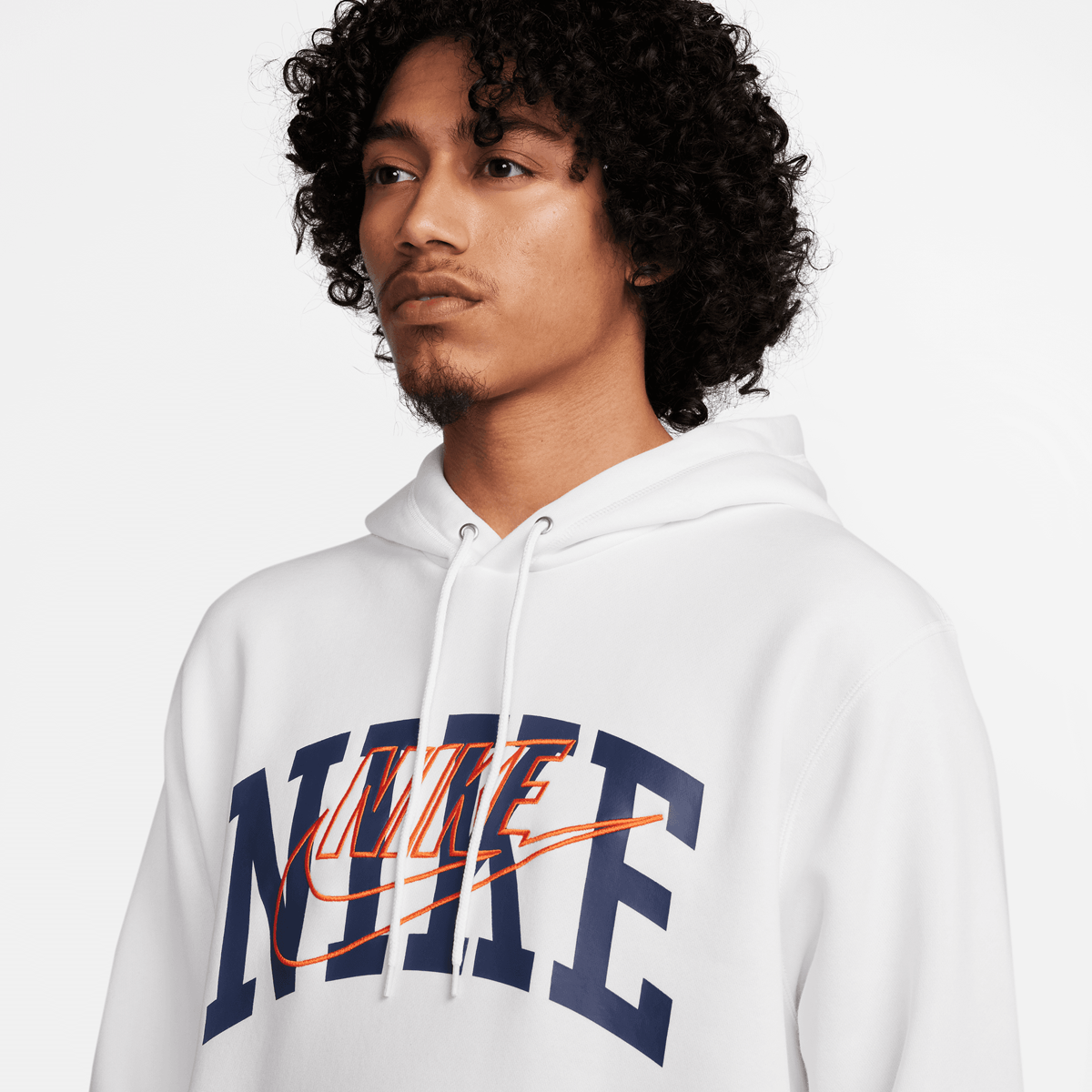 Nike Club Fleece Brushed-back Hoodie Hoodies Heren white safety orange maat: M beschikbare maaten:S M L XL XXL