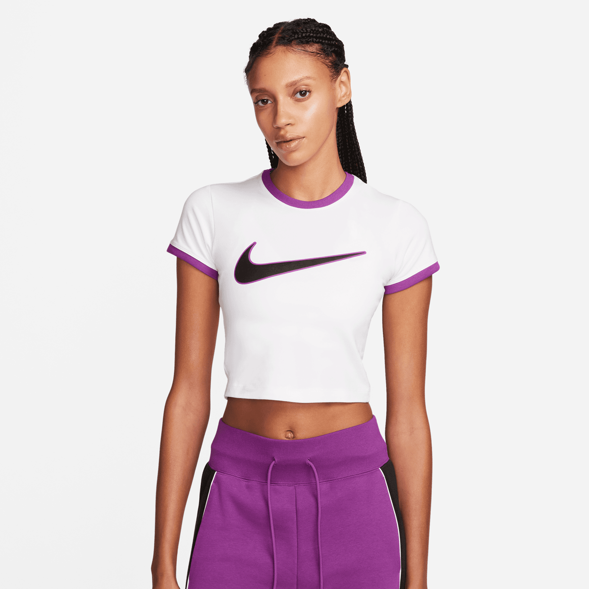 Nike Sportswear Tee Baby Swoosh T-shirts Dames white bold berry maat: XS beschikbare maaten:XS S M L