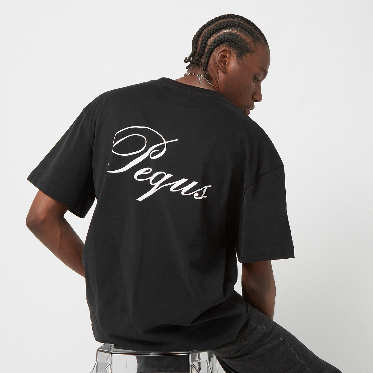 Pequs Handwritten Logo T-shirt T-shirts Kleding Black maat: XL beschikbare maaten:XL S L