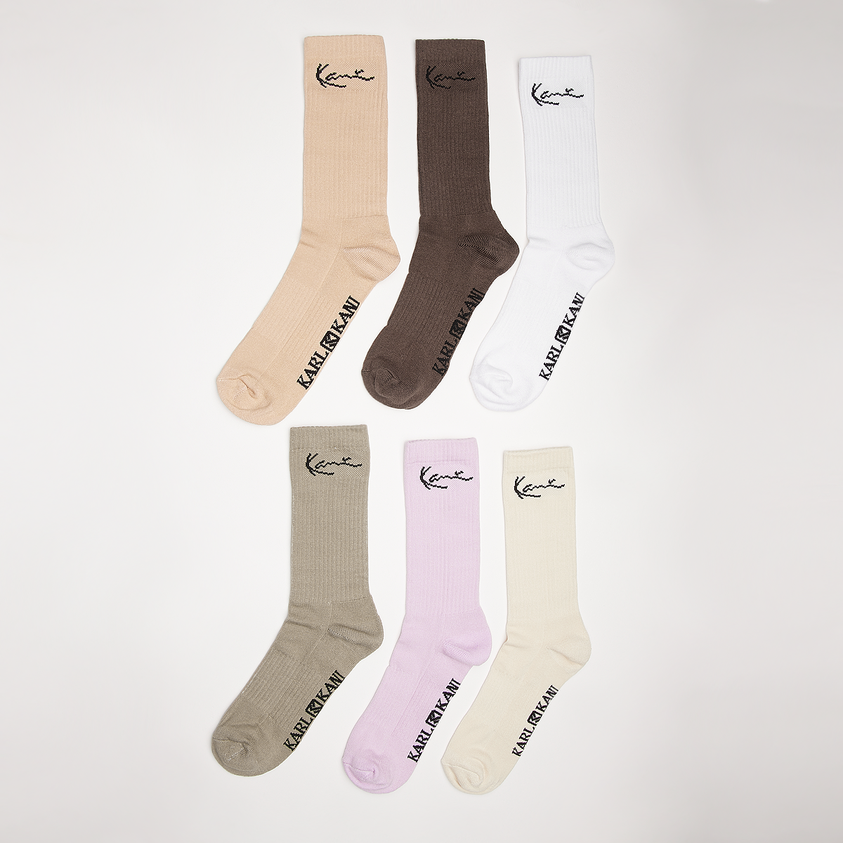 Karl Kani Signature Socks (6-pack) Lang Heren brown dusty green sand maat: 39-42 beschikbare maaten:39-42 43-46