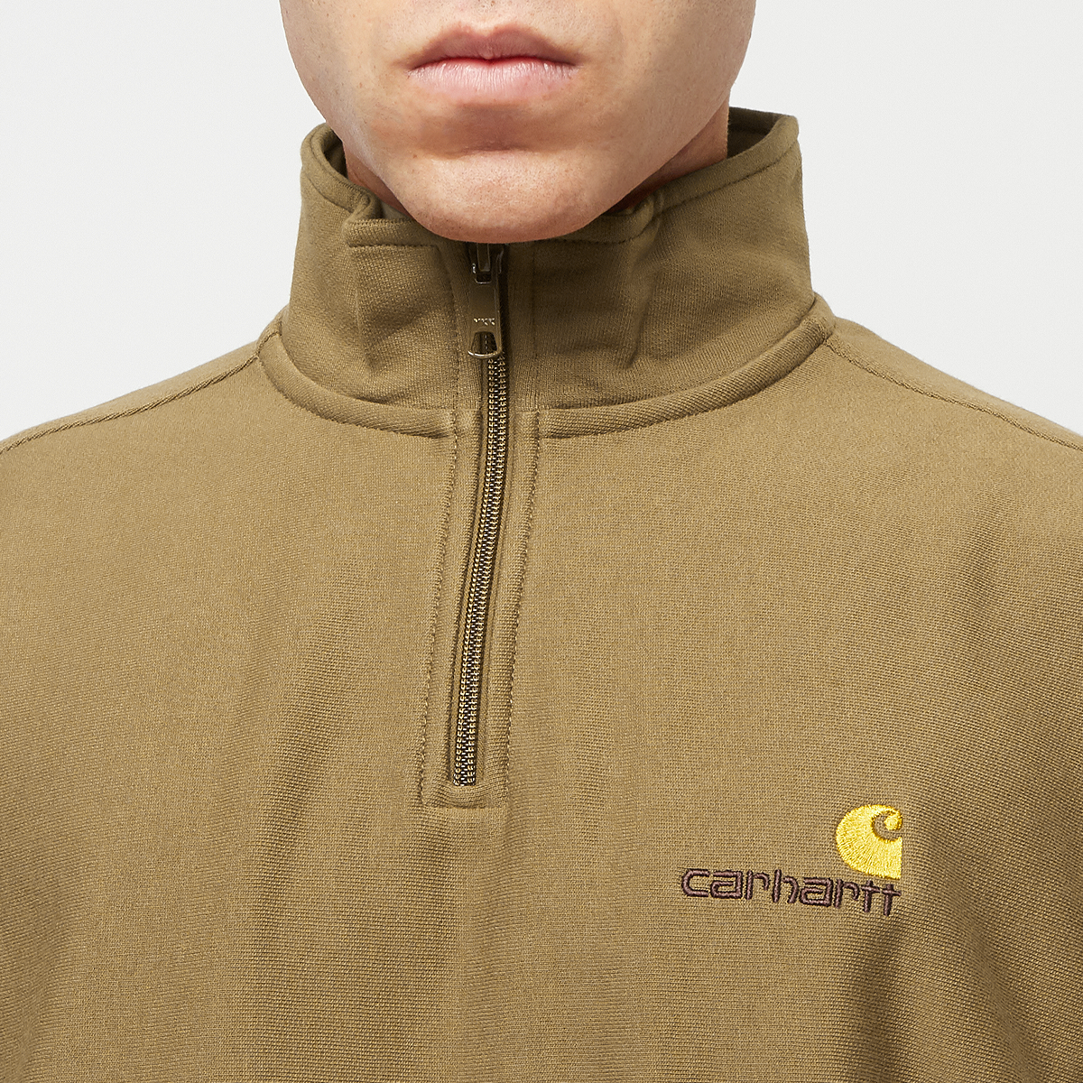 Carhartt WIP Half Zip American Script Sweatshirt Hooded vesten Kleding hamilton brown maat: M beschikbare maaten:S M L XL