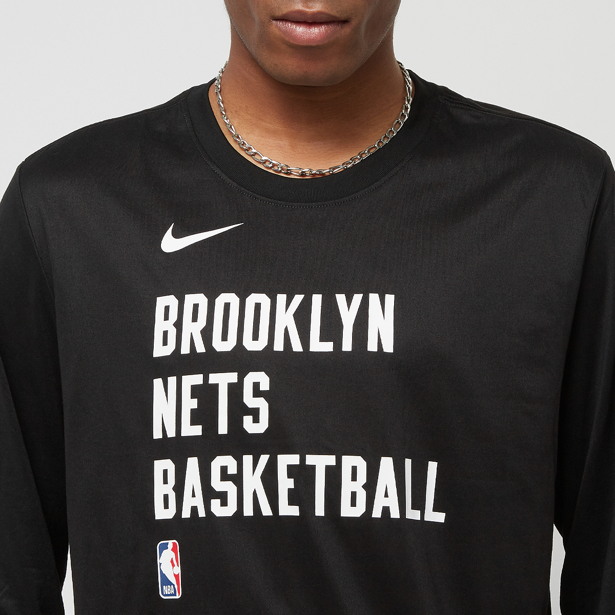 Nike Nba Brooklyn Nets Dri-fit Essential Print Longsleeve Tee Longsleeves Heren Black maat: S beschikbare maaten:S