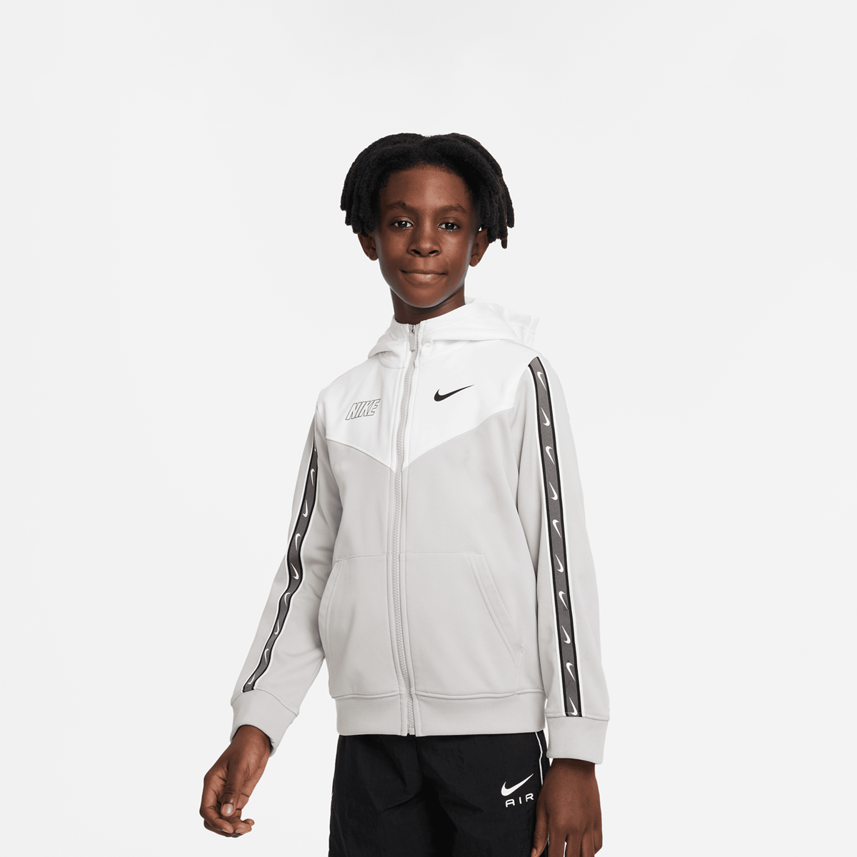 Nike Sportswear Repeat Swoosh Full-zip Hoodie Hooded vesten Kids lt iron ore summit whit maat: 137 beschikbare maaten:137 147 158 170