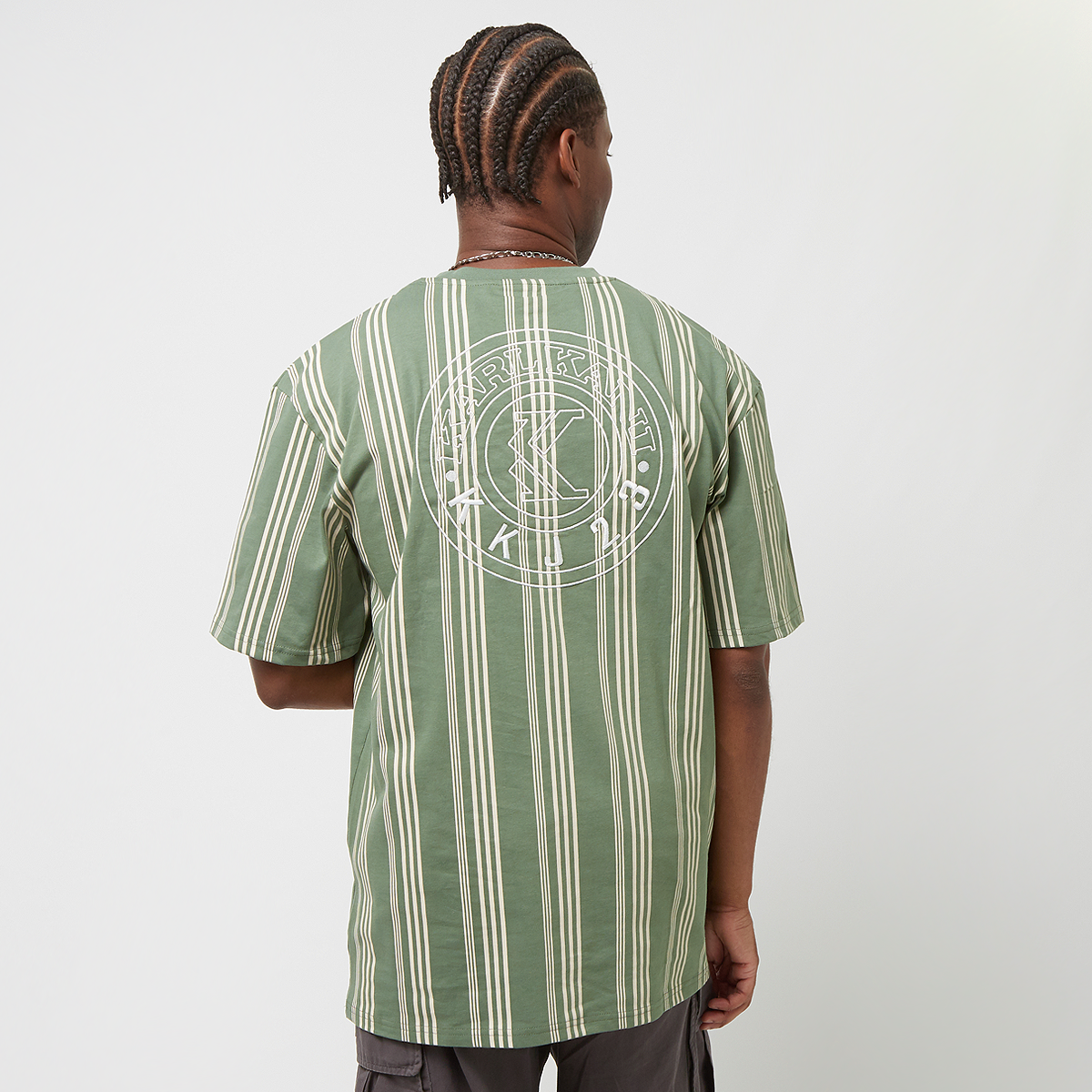 Karl Kani Small Signature Striped Tee T-shirts Kleding dusty green off white maat: XL beschikbare maaten:S M L XL