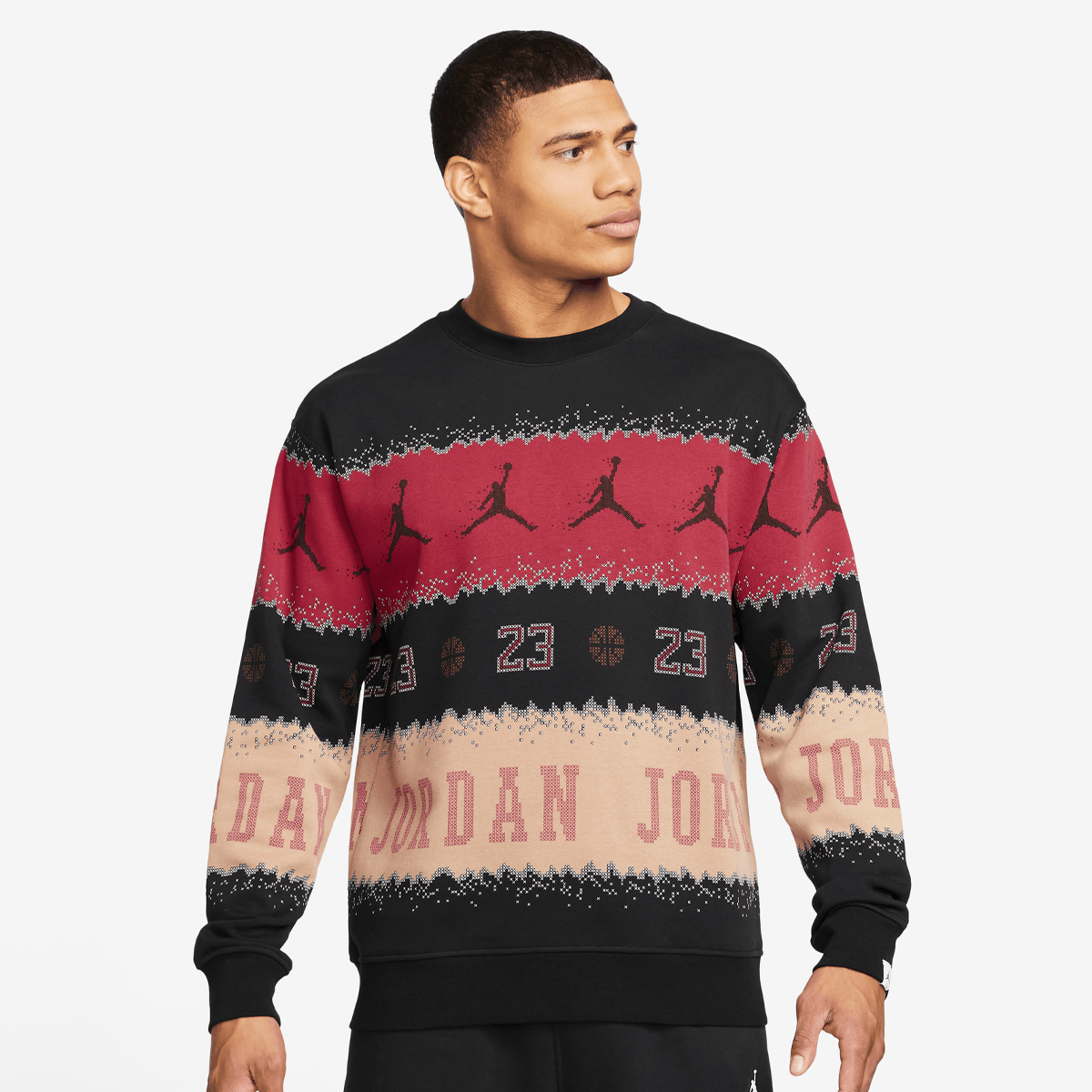 Jordan Essential Member Holiday Fleece Crew Pullover Sweatshirts Heren gym red black maat: XL beschikbare maaten:S M L XL
