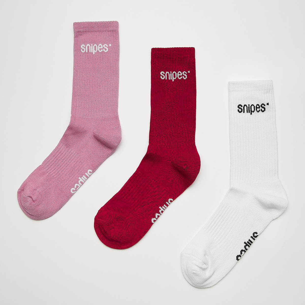 SNIPES Basic Logo Crew Socks (3 Pack) Lang Heren white red mauve maat: 39-42 beschikbare maaten:35-38 39-42 43-46