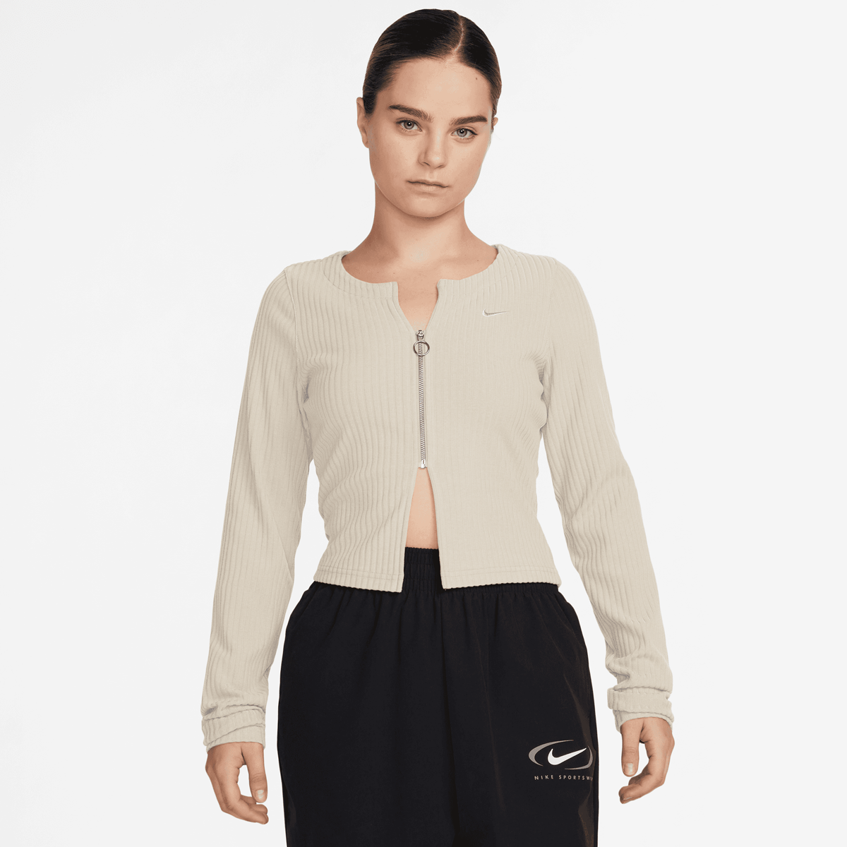 Nike Sportswear Chill Knit Rib Full-zip Cardigan Rits hoodies Dames lt orewood brn lt brn maat: S beschikbare maaten:XS S M L