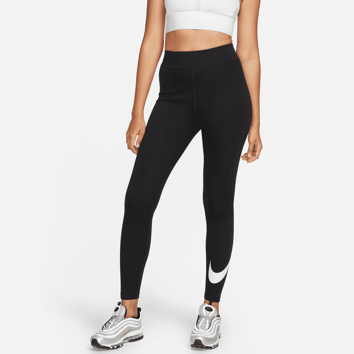 Nike Sportswear Classics Graphics High Rise Tight Swoosh Leggings Dames black sail maat: L beschikbare maaten:XS S M L XL